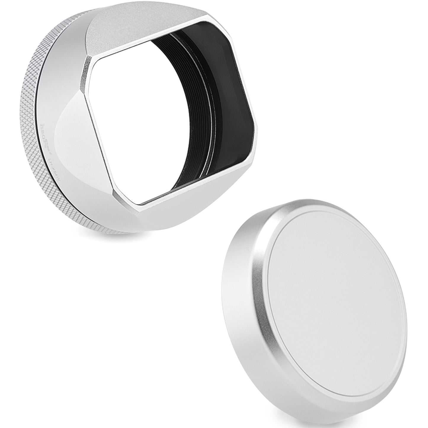 Haoge Square Metal Lens Hood for Fujifilm X100VI Fuji X100V X100F X100T X100S X100 X70 Camera Silver with 49mm UV Filter Adapter Ring and Metal Cap