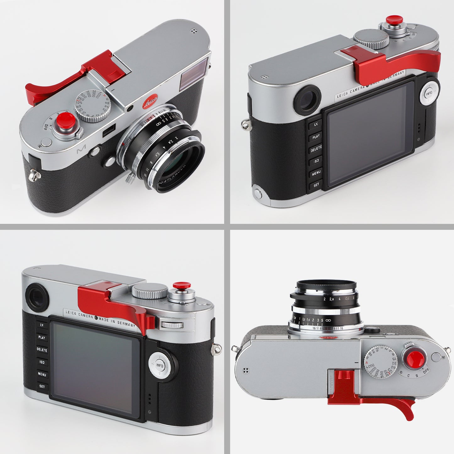 Haoge THB-M24R Metal Hot Shoe Thumb Up Rest Hand Grip for Leica M Typ240 M240 , M-P Typ 240 M240P , M Type262 M262 , M-D Type 262 Camera Red
