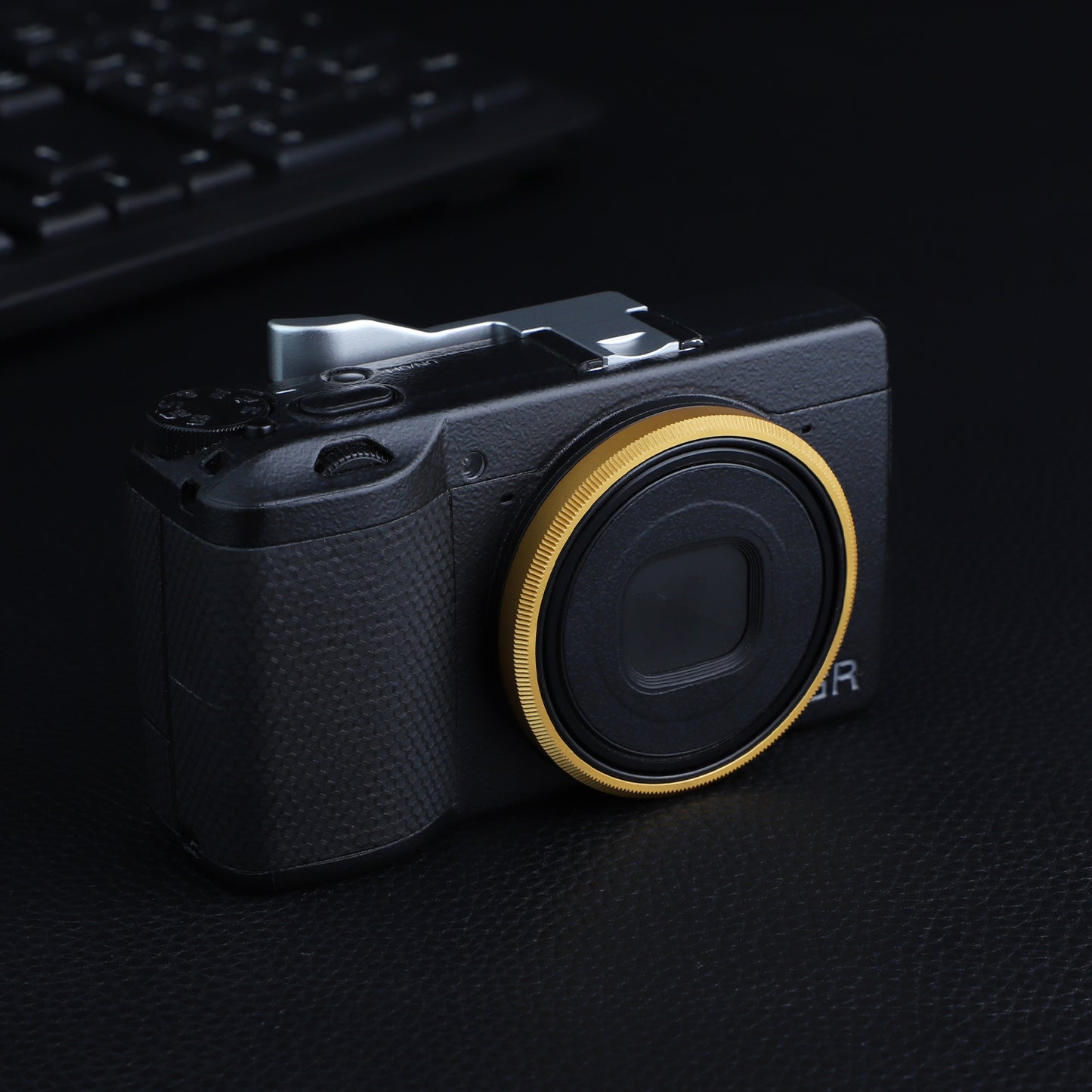 Haoge RRC-GR3Xk Golden Metal Decorate Ring Cap for RICOH GR3X/GRIIIX Camera replaces GN-2