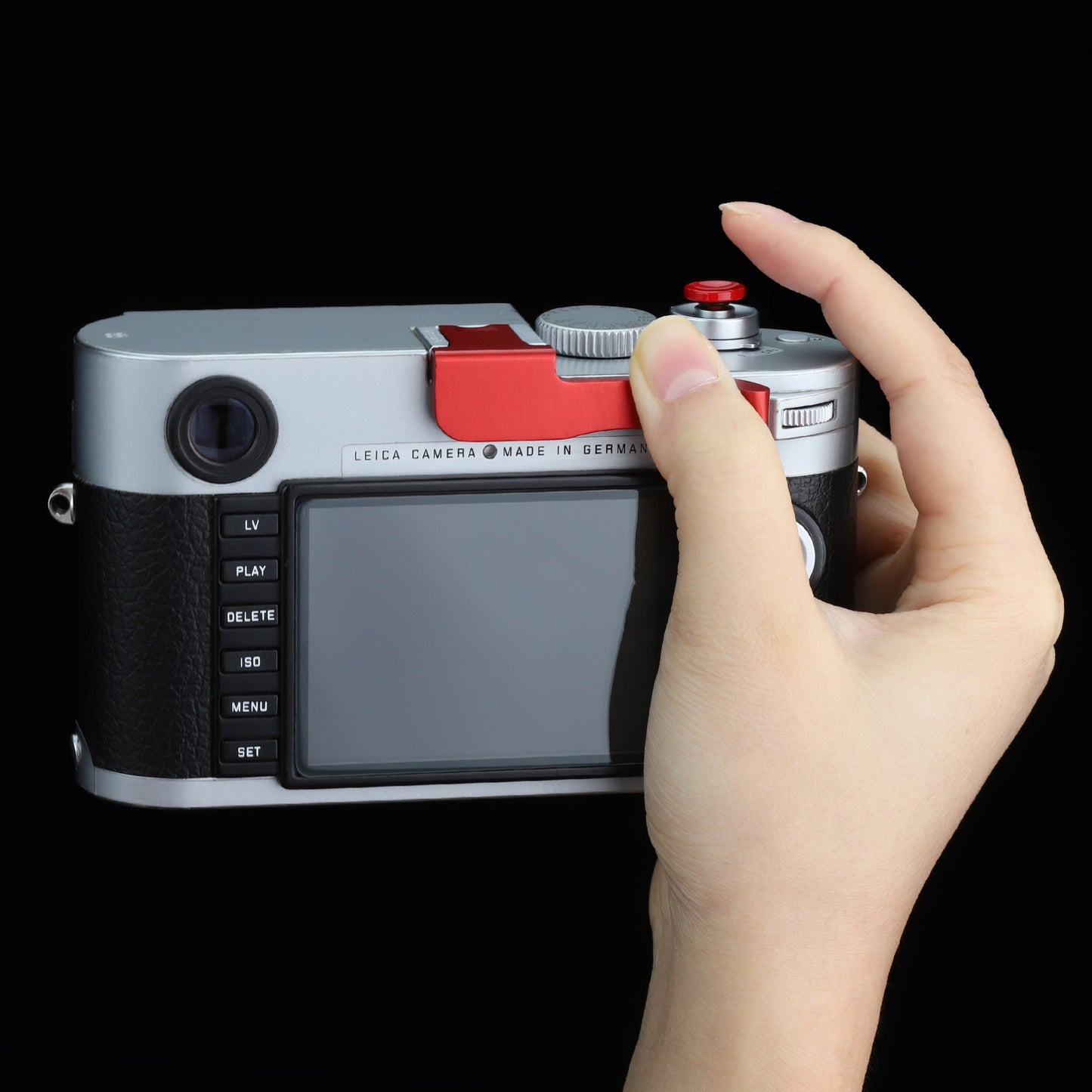 Haoge THB-M24R Metal Hot Shoe Thumb Up Rest Hand Grip for Leica M Typ240 M240 , M-P Typ 240 M240P , M Type262 M262 , M-D Type 262 Camera Red