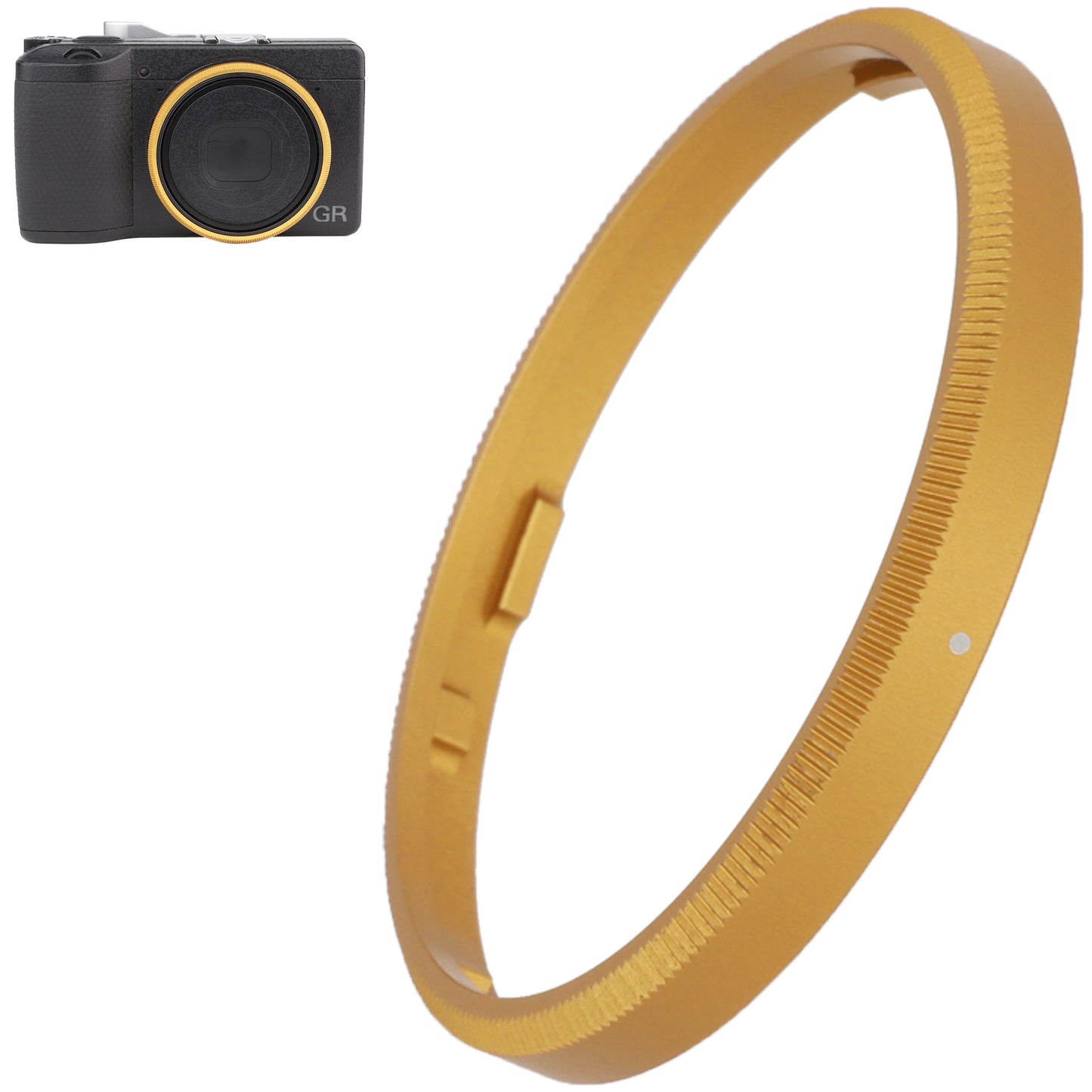 Haoge RRC-GR3Xk Golden Metal Decorate Ring Cap for RICOH GR3X/GRIIIX Camera replaces GN-2