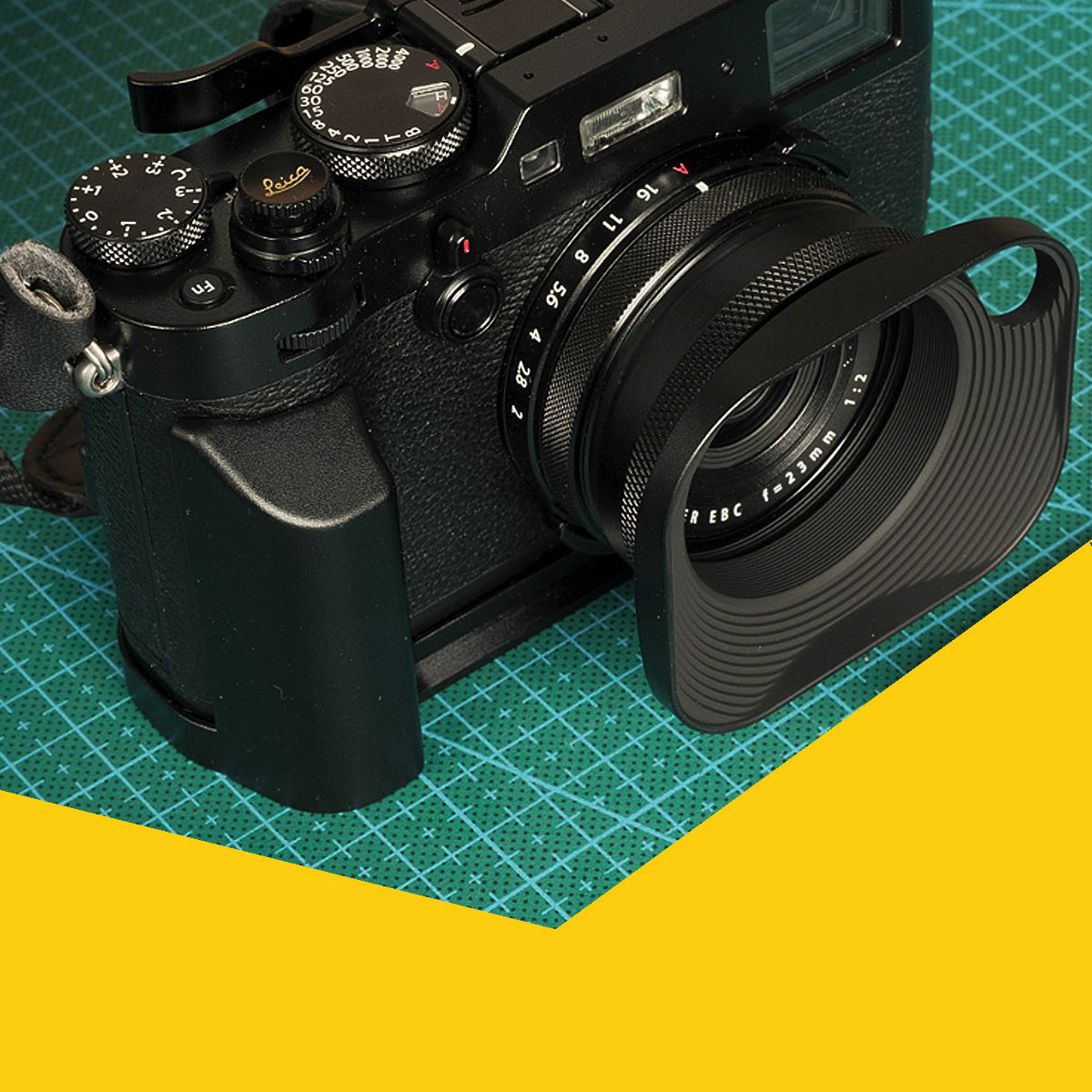 Haoge LH-E3P Square Metal Lens Hood Hollow Out Designed with 49mm Adapter Ring with Cap for Fujifilm Fuji FinePix X100 X100S X100T X70 X100F X100V X100VI Camera Replaces LH-X100 AR-X100 LH-X70 Black