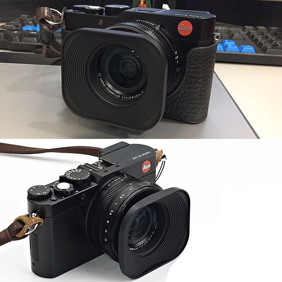 Haoge LH-LC43B 43mm角型メタルねじ込み式レンズフード(キャップ付き)Voigtlander Nokton Classic 35mm f1.4 40mm f/1.4 MC SC VM、Carl Zeiss Biogon T ZM 35mm f2.8 35mm f2、Leica X Typ 113レンズ用 ブラック