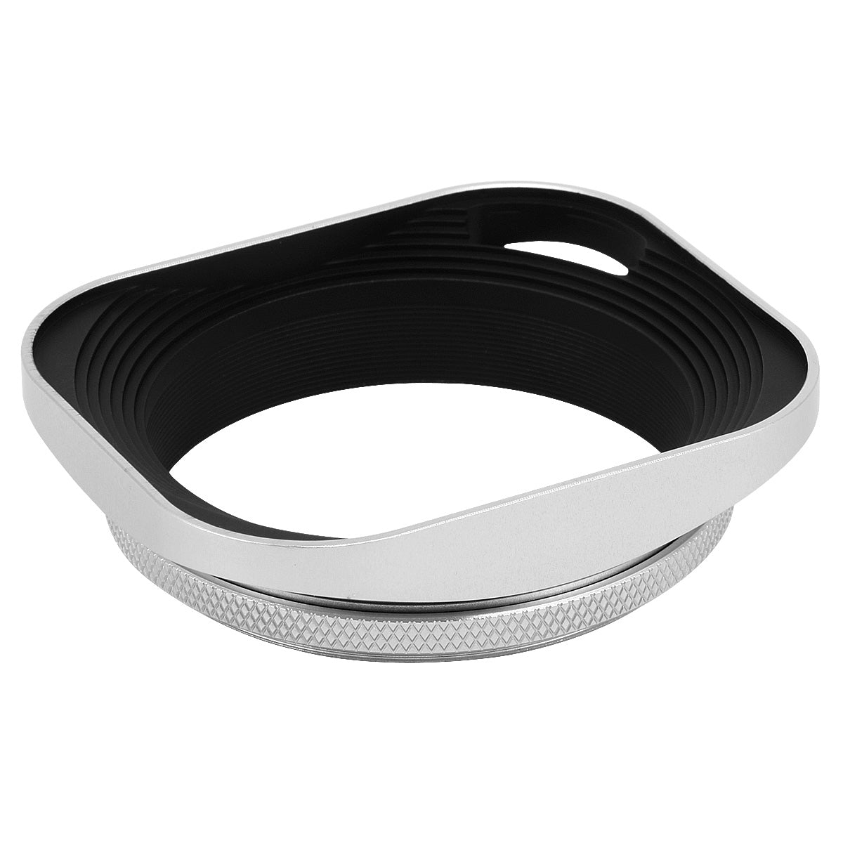 Haoge LH-W55P 55mm Square Metal Screw-in Lens Hood Hollow Out Designed with Cap for Leica Rangefinder Camera with 55mm E55 Filter Thread Lens Silver