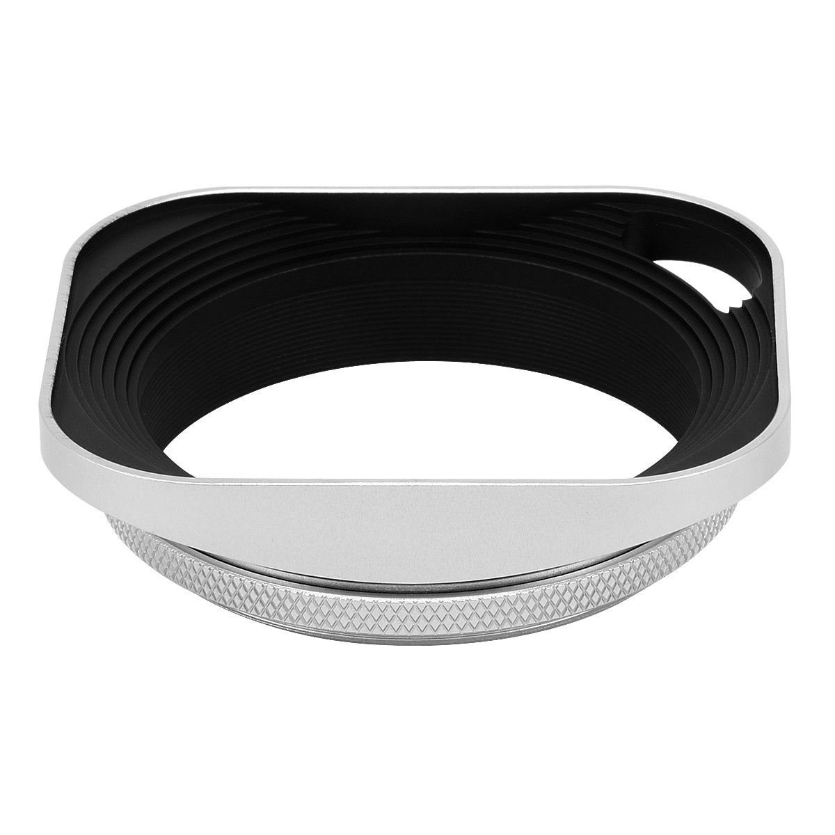 Haoge LH-W55P 55mm Square Metal Screw-in Lens Hood Hollow Out Designed with Cap for Leica Rangefinder Camera with 55mm E55 Filter Thread Lens Silver