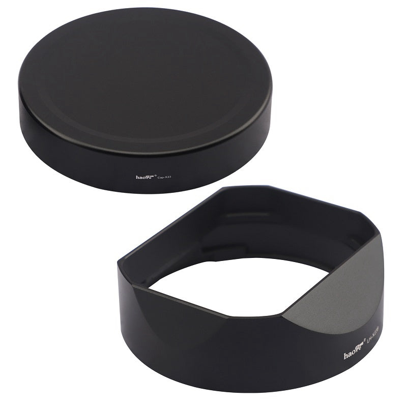 Haoge LH-X23B Square Dedicated Metal Lens Hood Shade with Metal Cap for Fujifilm Fuji Fujinon XF 23mm F1.4 R, XF 56mm F1.2 R and XF 56mm F1.2 R APD lens Replaces Fuji LH-XF23 Lens Hood