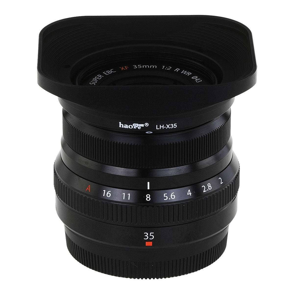 Haoge LH-X35 Square Metal Lens Hood Shade for Fuji Fujifilm XF 35mm f/2 R WR and XF 23mm f/2 R WR lens