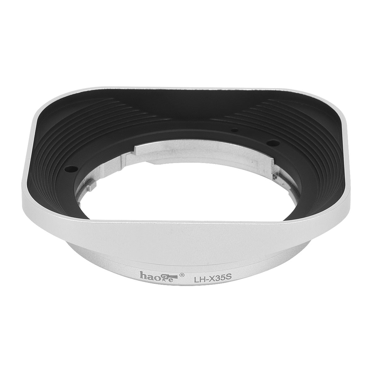 Haoge LH-X35S Square Metal Lens Hood Shade for Fujifilm Fuji Fujinon XF35mmF2 XF 35mm f/2 R WR and XF23mmF2 XF 23mm f2 R WR lens Silver