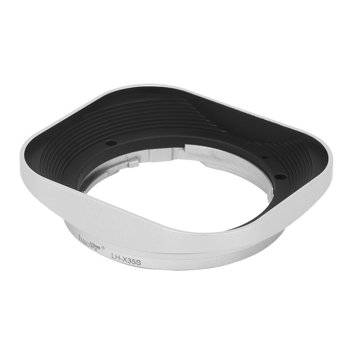 Haoge LH-X35S Square Metal Lens Hood Shade for Fujifilm Fuji Fujinon XF35mmF2 XF 35mm f/2 R WR and XF23mmF2 XF 23mm f2 R WR lens Silver