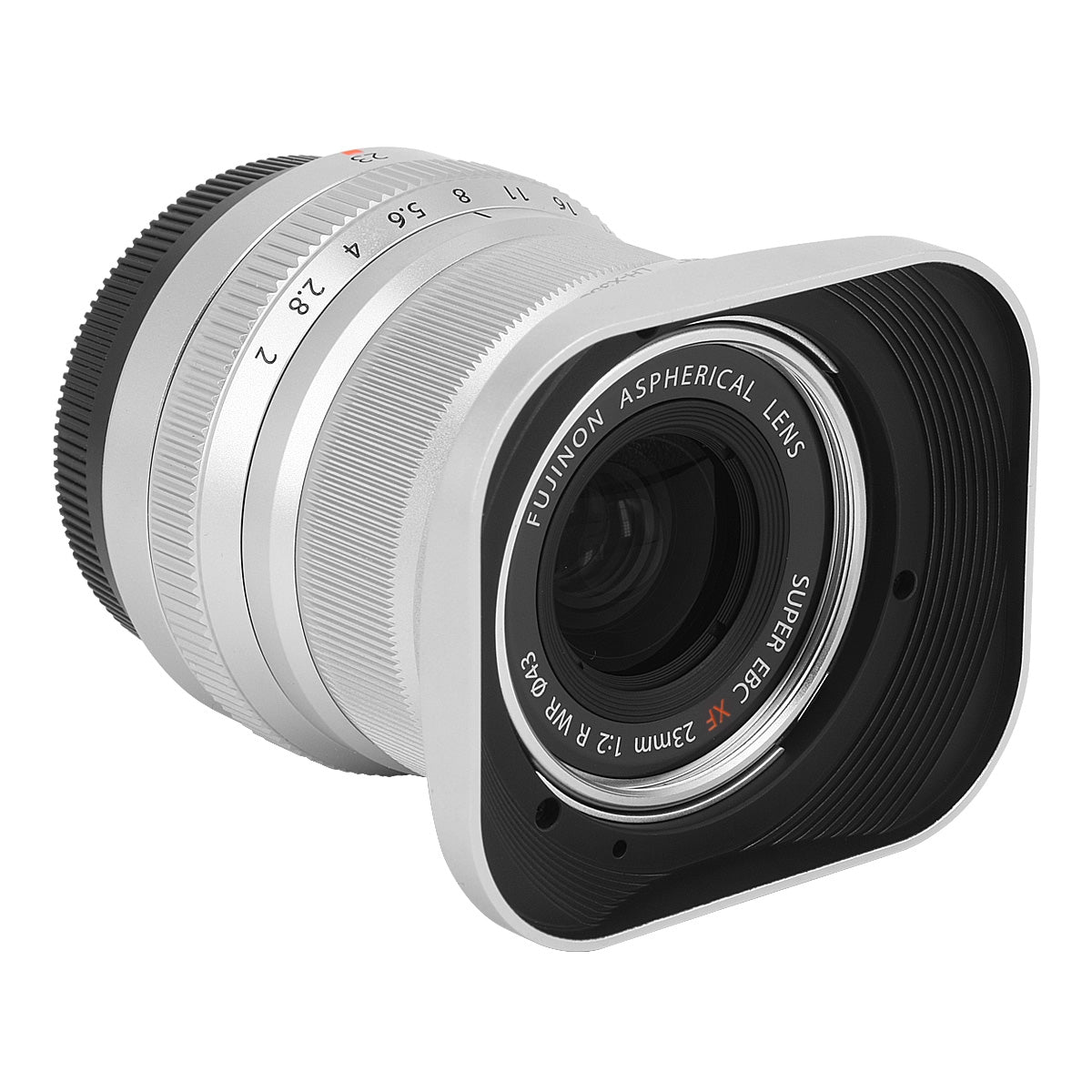 Haoge LH-X35S Square Metal Lens Hood Shade for Fujifilm Fuji Fujinon XF35mmF2 XF 35mm f/2 R WR and XF23mmF2 XF 23mm f2 R WR lens Silver