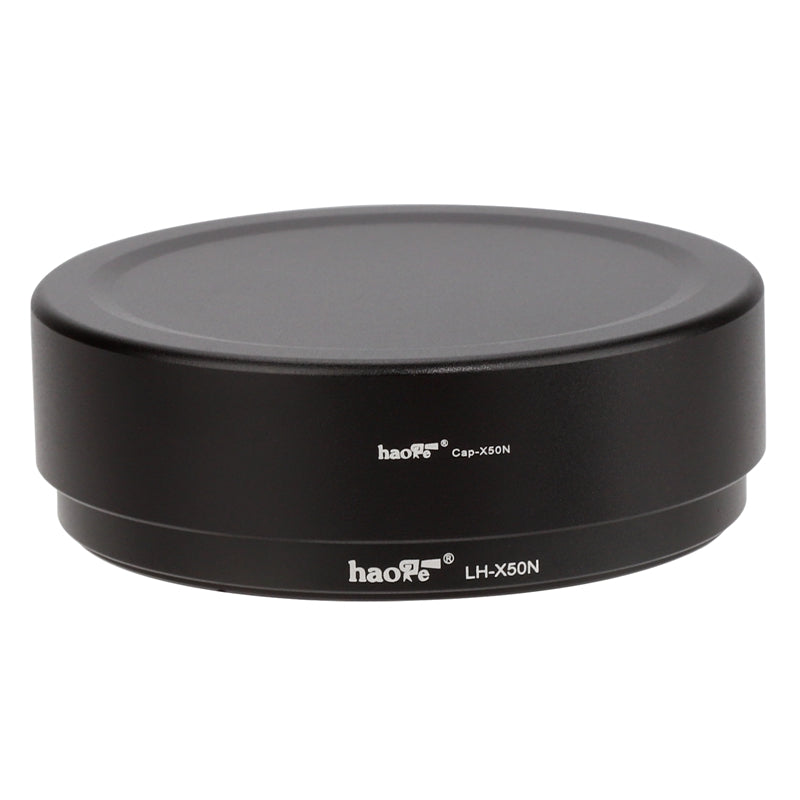 Haoge LH-X50N Bayonet Square Metal Lens Hood for Fujifilm Fuji Fujinon XF 50mm F2 R WR Lens With Metal Cap Kit on X-Pro3 X-T4 X-S10 Camera