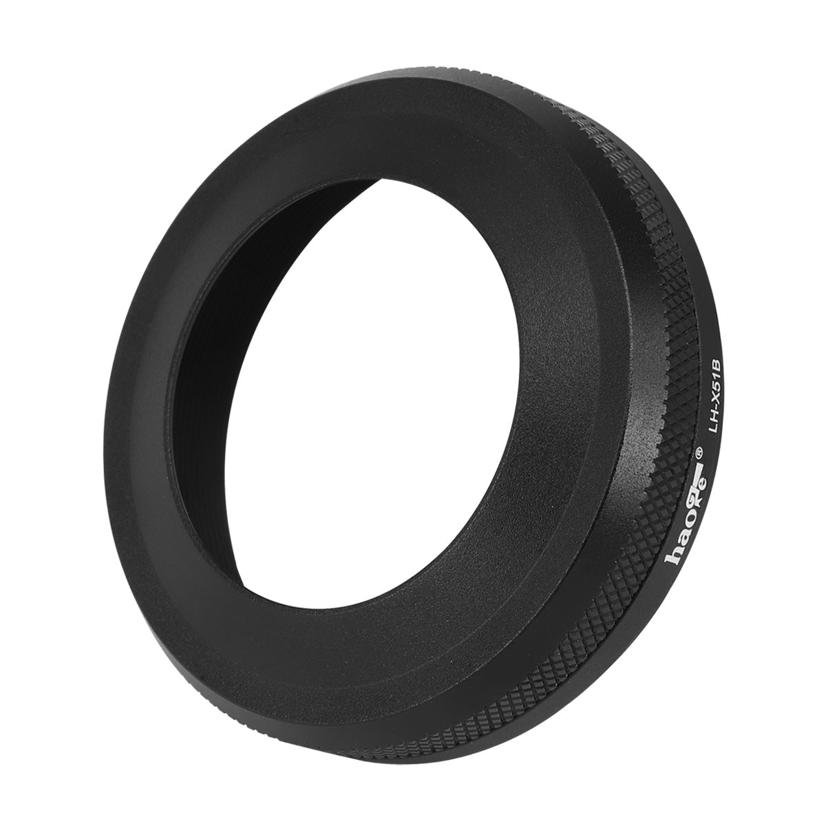 Haoge LH-X51B 2in1 All Metal Ultra-Thin Lens Hood with Adapter Ring Set for Fuji Fujifilm FinePix X100V X100VI Camera Black