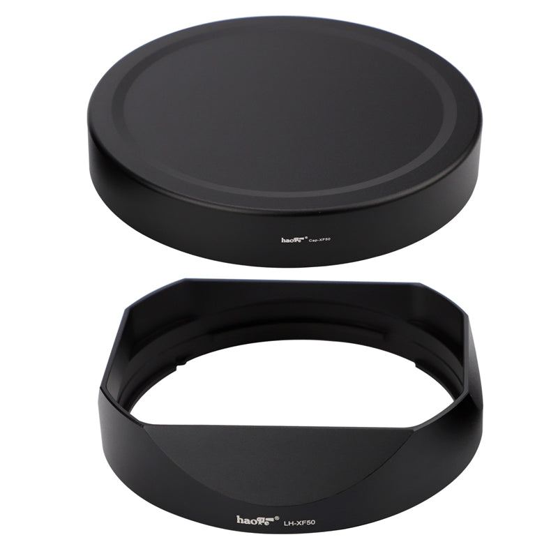 Haoge Metal Square Lens Hood Bayonet for Fujifilm XF50mm F1.0 R WR, Fuji 50mm/F1.0 Hood Shade With Metal Front Cap