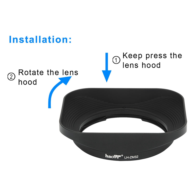 Haoge LH-ZM32 Bayonet Metal Square Lens Hood Shade Compatible with Carl Zeiss Distagon T 1.4/35 35mm f1.4 ZM Lens Black