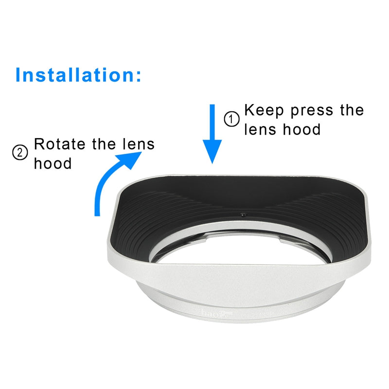 Haoge LH-ZM33P Bayonet Metal Square Lens Hood Shade Compatible with Carl Zeiss Distagon T 1.4/35 35mm f1.4 ZM Lens Hollow Out Designed Silver