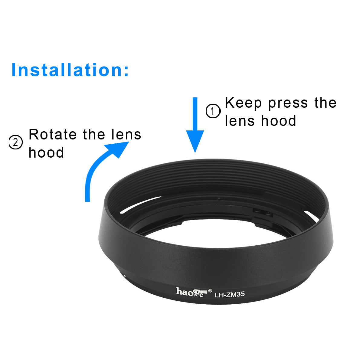 Haoge LH-ZM35 Bayonet Metal Round Lens Hood Shade Compatible with Carl Zeiss Distagon T 1.4/35 35mm f1.4 ZM Lens Black
