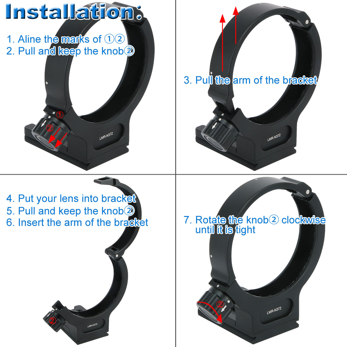 Haoge LMR-N372 Lens Collar Foot Tripod Mount Ring Stand Base for Nikon AF-S NIKKOR 70-200mm f/4G ED VR Lens built-in Arca Type Quick Release Plate