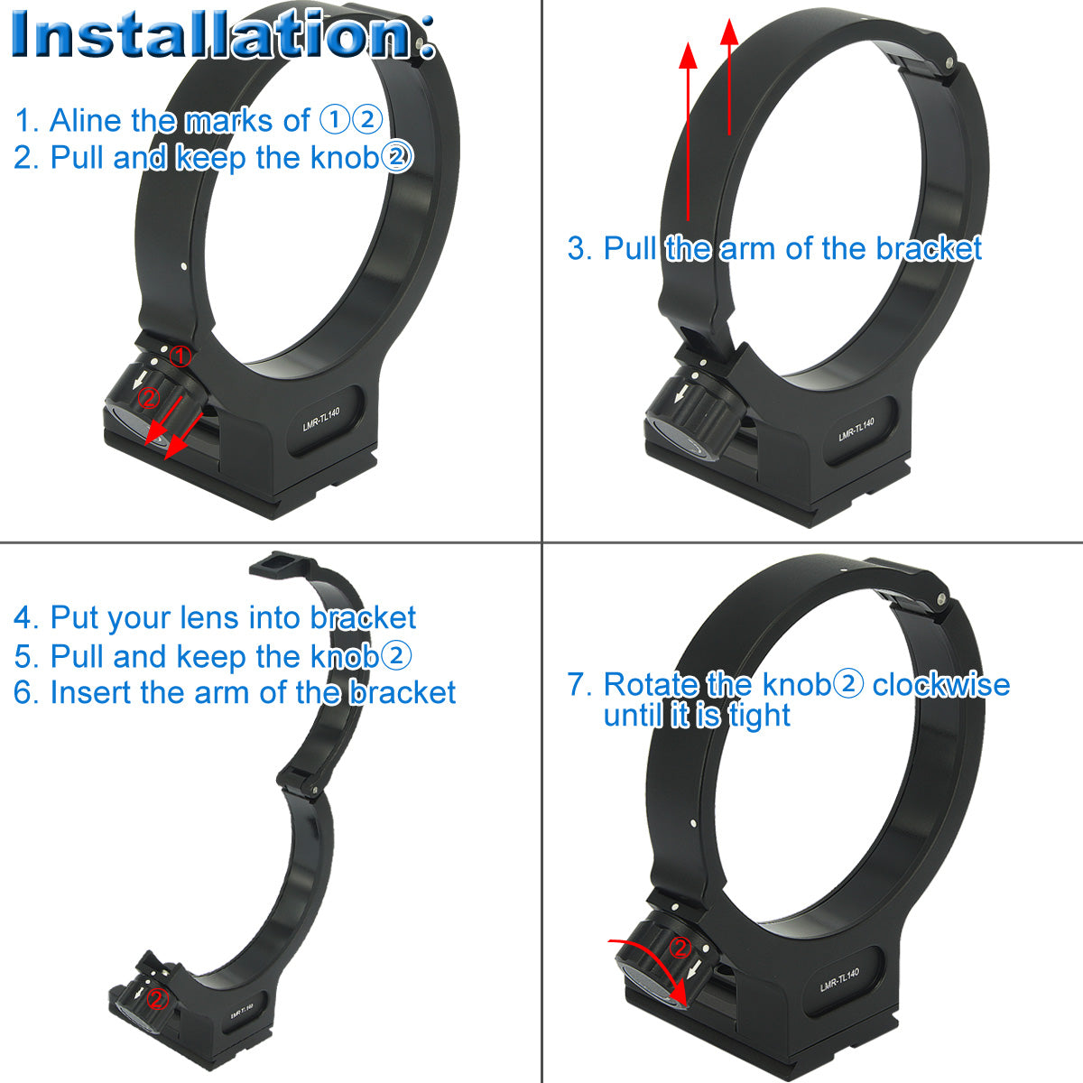 Haoge LMR-TL140 Lens Collar Replacement Foot Tripod Mount Ring Stand Base for Tamron 100-400mm f/4.5-6.3 Di VC USD A035 Lens built-in Arca Type Quick Release Plate Replace Tamron A035TM