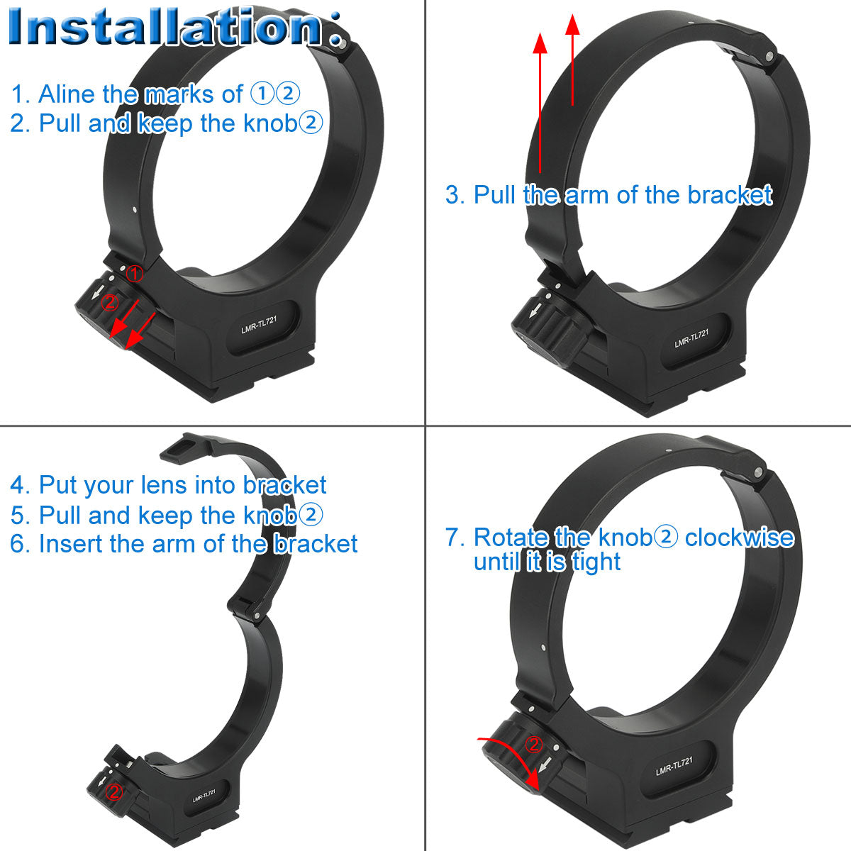 Haoge LMR-TL721 Lens Collar Replacement Foot Tripod Mount Ring Stand Base for Tamron 70-210mm f4 Di VC USD A034 Lens built-in Arca Type Quick Release Plate Replace Tamron A034TM