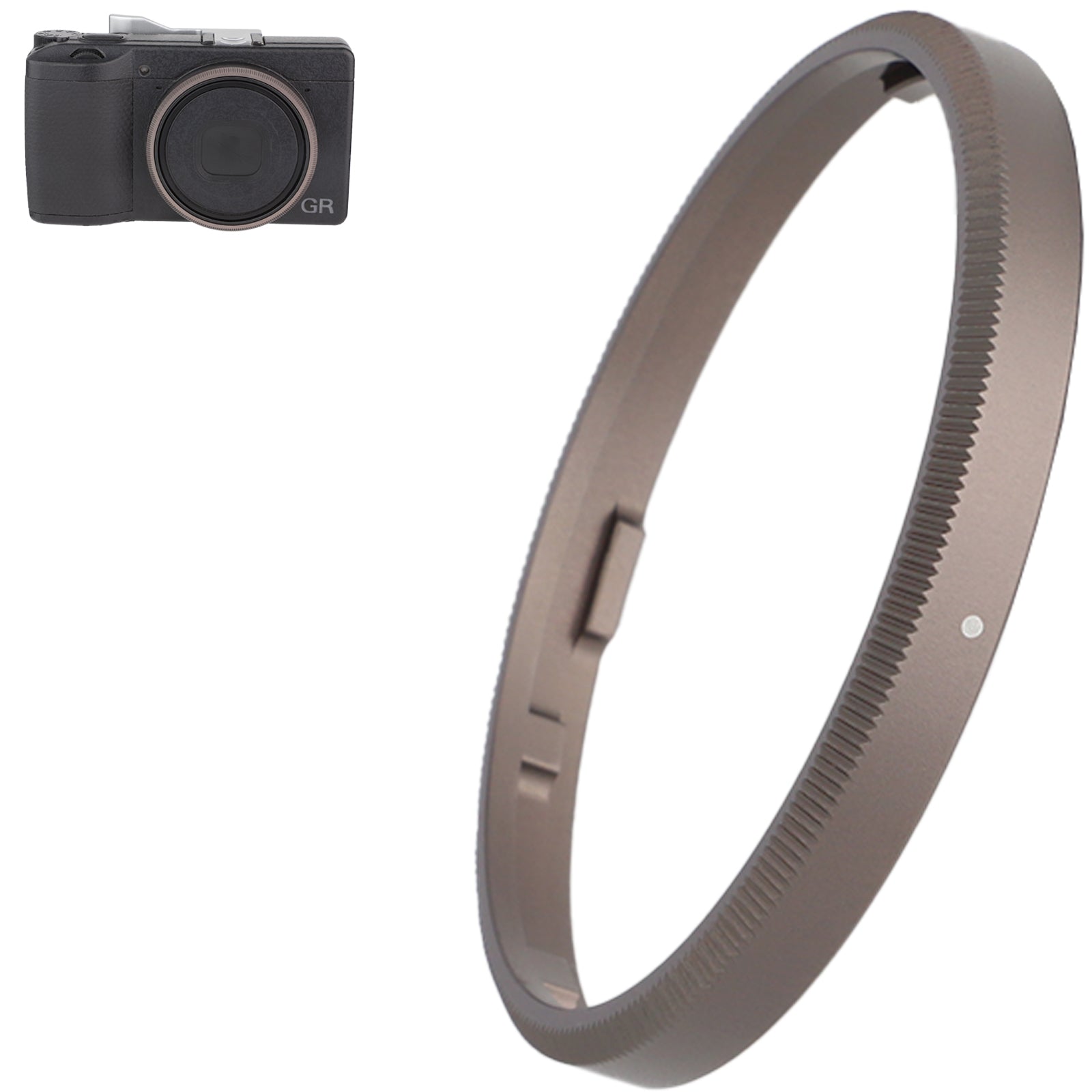 Haoge RRC-GR3Xk Bague Décorative Métal Dorée Pour Ricoh GR IIIx / GRIIIX - Remplace GN-2