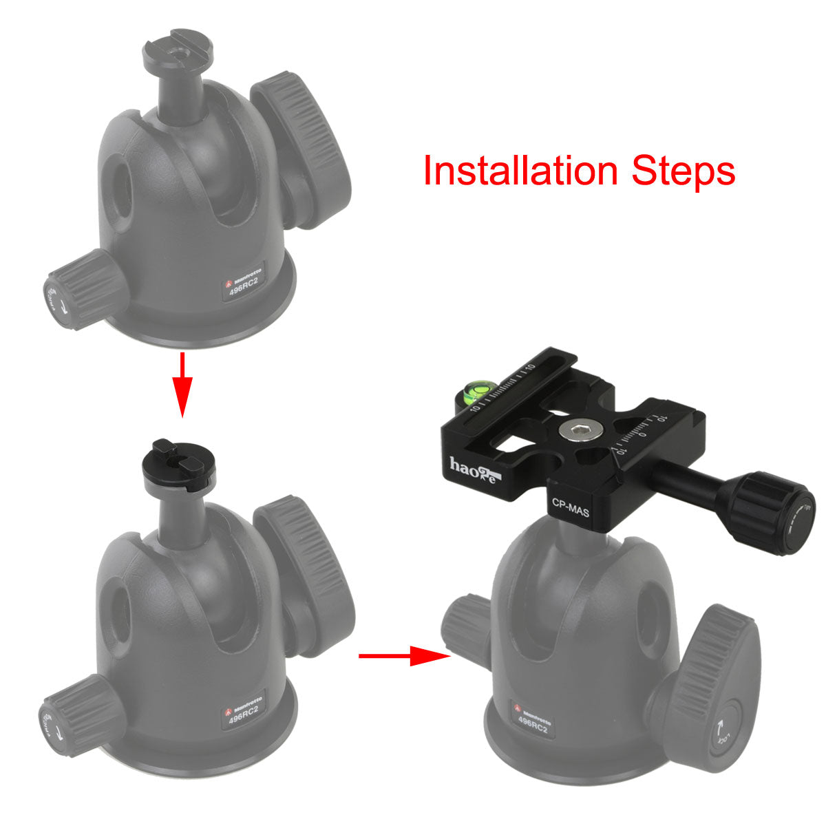 Haoge Combo Boss Adapter with CP-MAS Arca & Manfrotto Compatible Quick Release Clamp for Manfrotto Tripod Ball Head Clamp Replacement