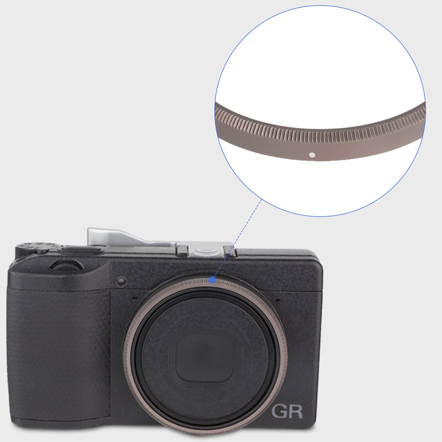 Haoge RRC-GR3XG Dark Gray Metal Decorate Ring Cap for RICOH GR3X/GRIIIX Camera replaces GN-2