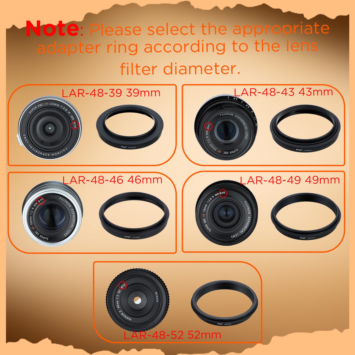 Haoge Silver 39/43/46/49/52mm Square Metal Screw-in Lens Hood for Fujifilm Canon Nikon Sony Leica Voigtlander Zeiss Nikkor Panasonic Pentax Contax Olympus Lens and Other Lens with Filter Thread