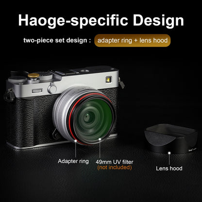 Haoge 49mm Square Metal Lens Hood for Voigtlander APO-LANTHAR 28mm F2 Aspherical for Leica VM and Sony E-mount Lens 28F2AA