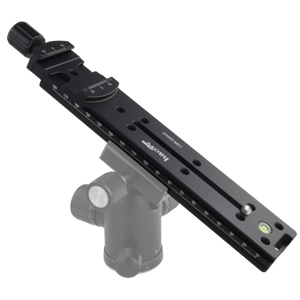 Haoge 200mm Nodal Slide Double Dovetail Focusing Rail Plate with Metal Quick Release Clamp and 60mm Plate for Camera Panoramic Panorama Close Up Macro Shoot fit Arca Swiss RRS Benro Kirk