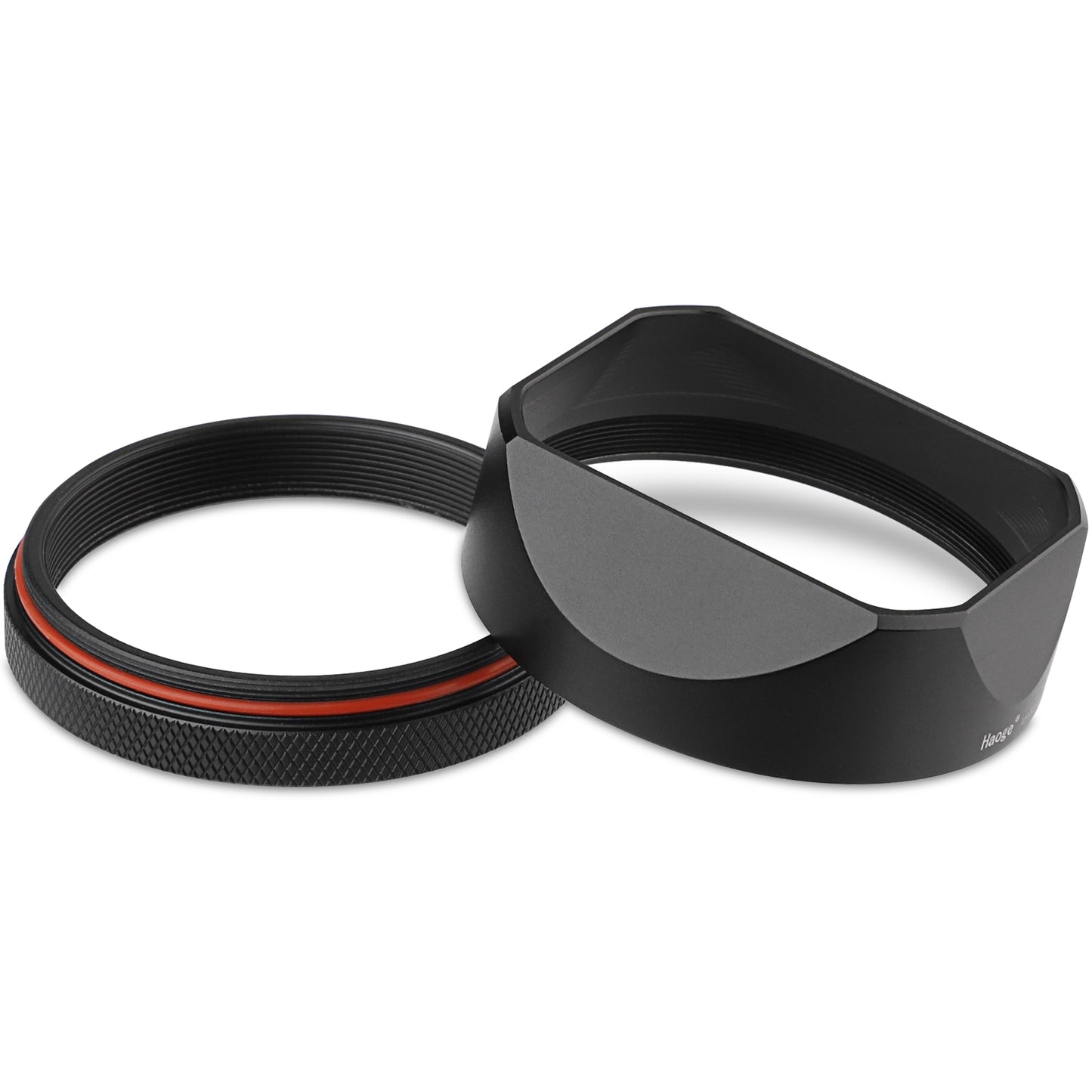 Haoge LH-X54B Square Metal Lens Hood with 49mm Adapter Ring for Fujifilm Fuji X100VI x100v Camera Black