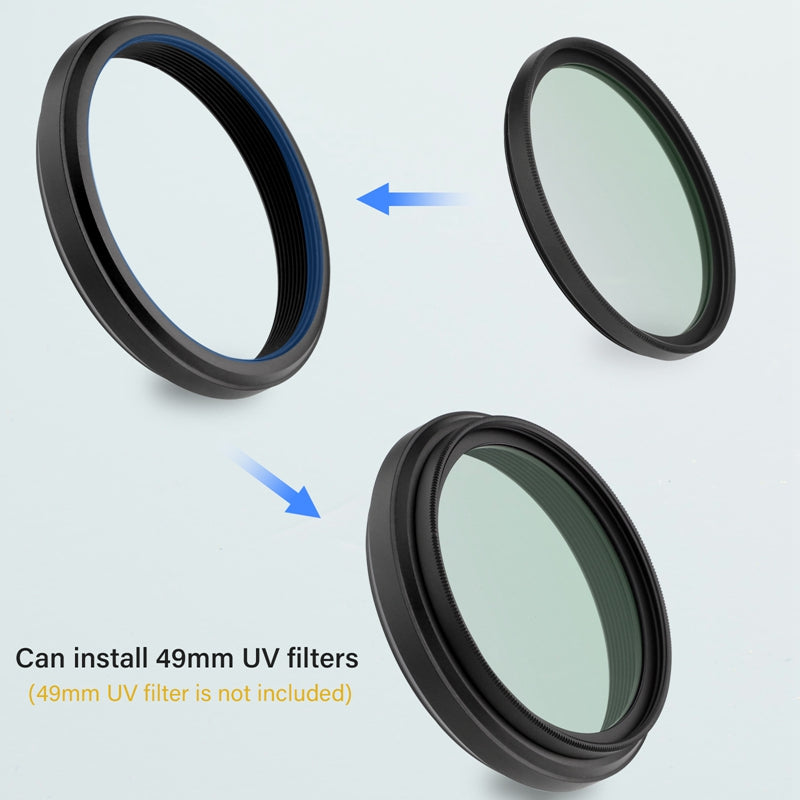 Haoge 49mm Lens UV Filter Adapter Ring for Fujifilm Fujinon X100VI X100V Camera fit 49mm UV CPL ND Filter Fit Original Lens Cap Black LAR-X55B