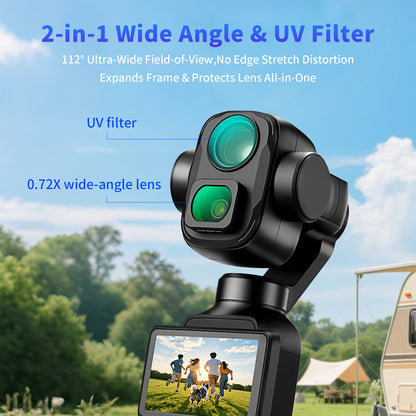 Haoge 0.72X Wide-Angle Lens for DJI Osmo Pocket 4 Pro (4P), 112° FOV Expansion, Bayonet Lock Attachment, Gimbal-Safe No Vignetting for Vlogging Landscape