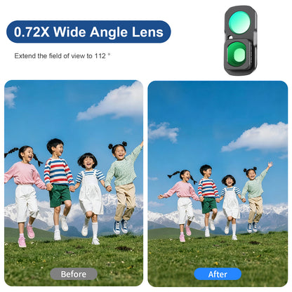 Haoge 0.72X Wide-Angle Lens for Insta360 Luna Ultra,112° FOV Expansion,Gimbal-Safe No Vignetting