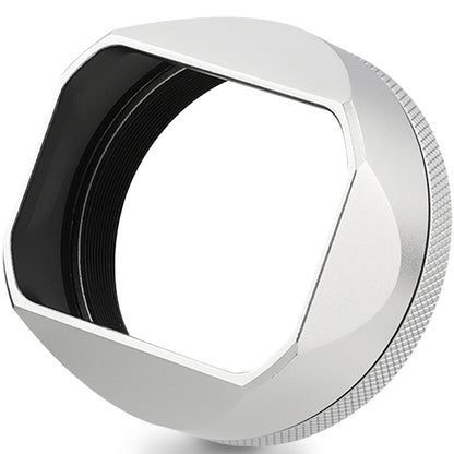 Haoge Square Metal Lens Hood for Fujifilm Fuji X100VI X100V Camera Silver with 49mm UV Filter Adapter Ring