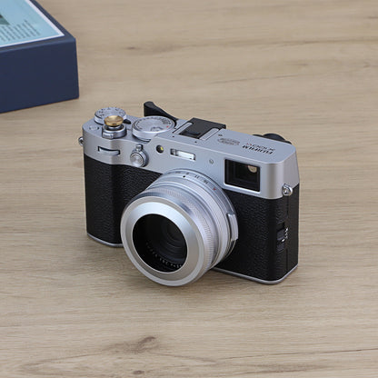Haoge LH-X51W 2in1 オールメタル 超薄型レンズフード アダプターリングセット付き Fuji Fujifilm FinePix X100V X100VIカメラ用 シルバー