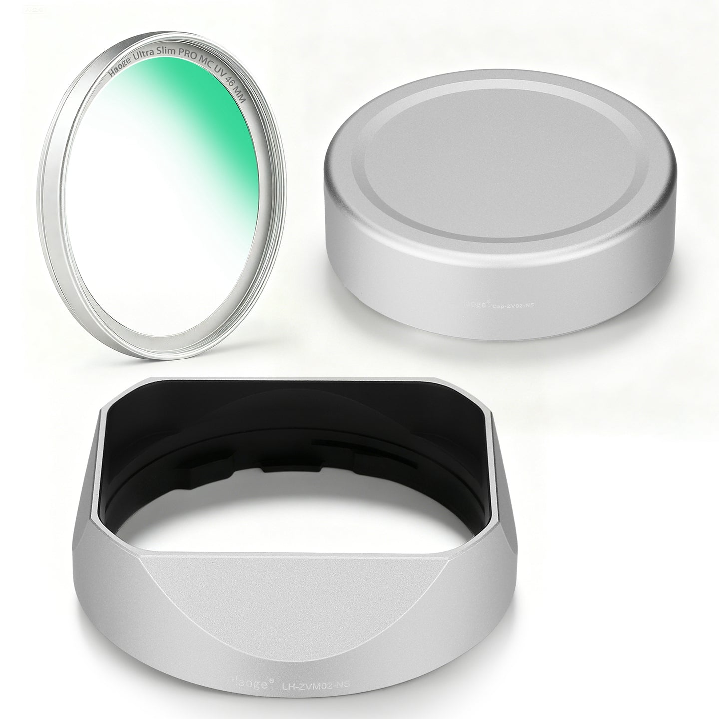 Haoge New Square Metal Lens Hood for Voigtlander Nokton 35mm f/1.4 II, 40mm f1.4 VM, 50mm f1.5 Aspherical II VM, 28mm f1.5,Carl Zeiss Biogon T* 2/35 35mm f2 ZM, C Biogon T* 2.8/35 35mm f2.8 ZM, Planar T* 2/50 50mm f2 ZM Lens with Metal Cap LH-ZV02-NS