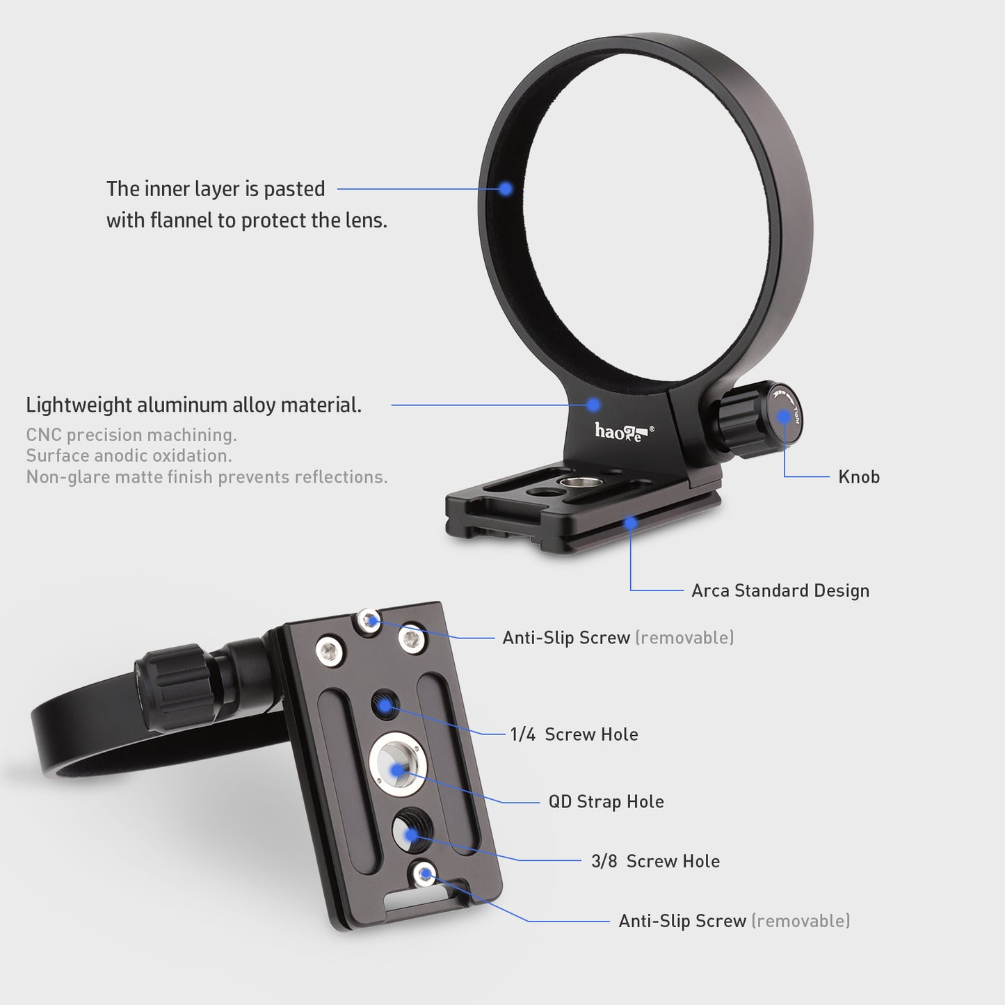 Haoge LMR-TL287 Lens Collar Replacement Foot Tripod Mount Ring Stand Base for Tamron 28-75mm F2.8 Di III RXD A036 Lens built-in Arca Type Quick Release Plate Replace Tamron A036 TM