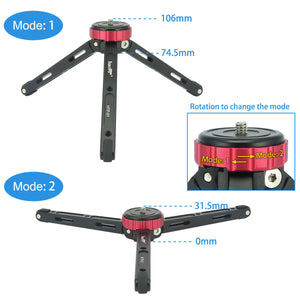 Haoge HTP-01 Table Top Tabletop Tripod Desktop Stand with 1/4 Screw Mount and Function Leg Design for DSLR Camcorder Digital Camera Low Angle Shot Macro Photography Max load 6.8kg 15lb