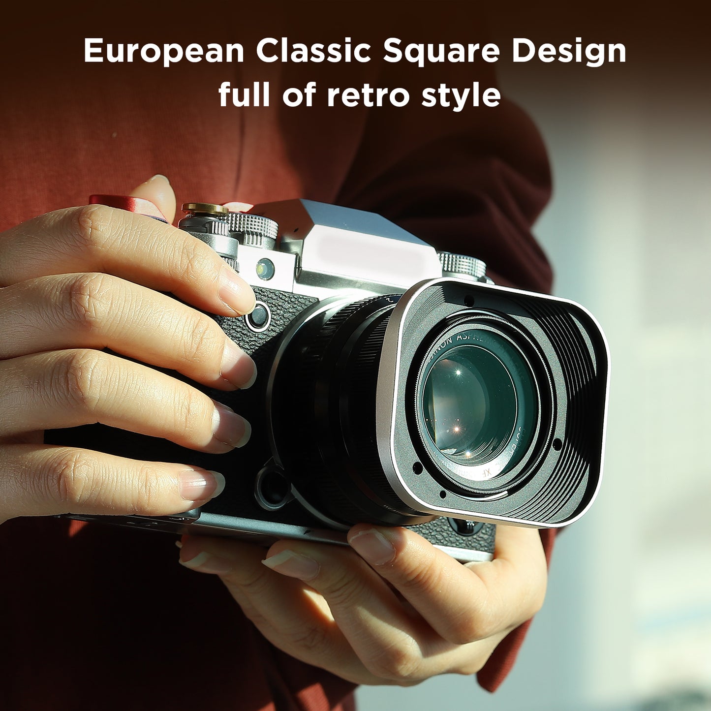 Haoge LH-X35S Square Metal Lens Hood Shade for Fujifilm Fuji Fujinon XF 35mm F2 ,XF 23mm f2 R WR and XC35mm F2 lens Silver