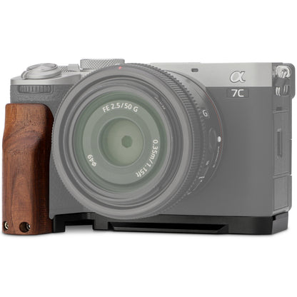 Haoge Wooden Side Handle for Sony A7CR a7cii Camera - Premium Rosewood Grip with Quick Release Plate, Extra Tripod 1/4 Hole & Hand Strap Hole Black HG-A7CR-B