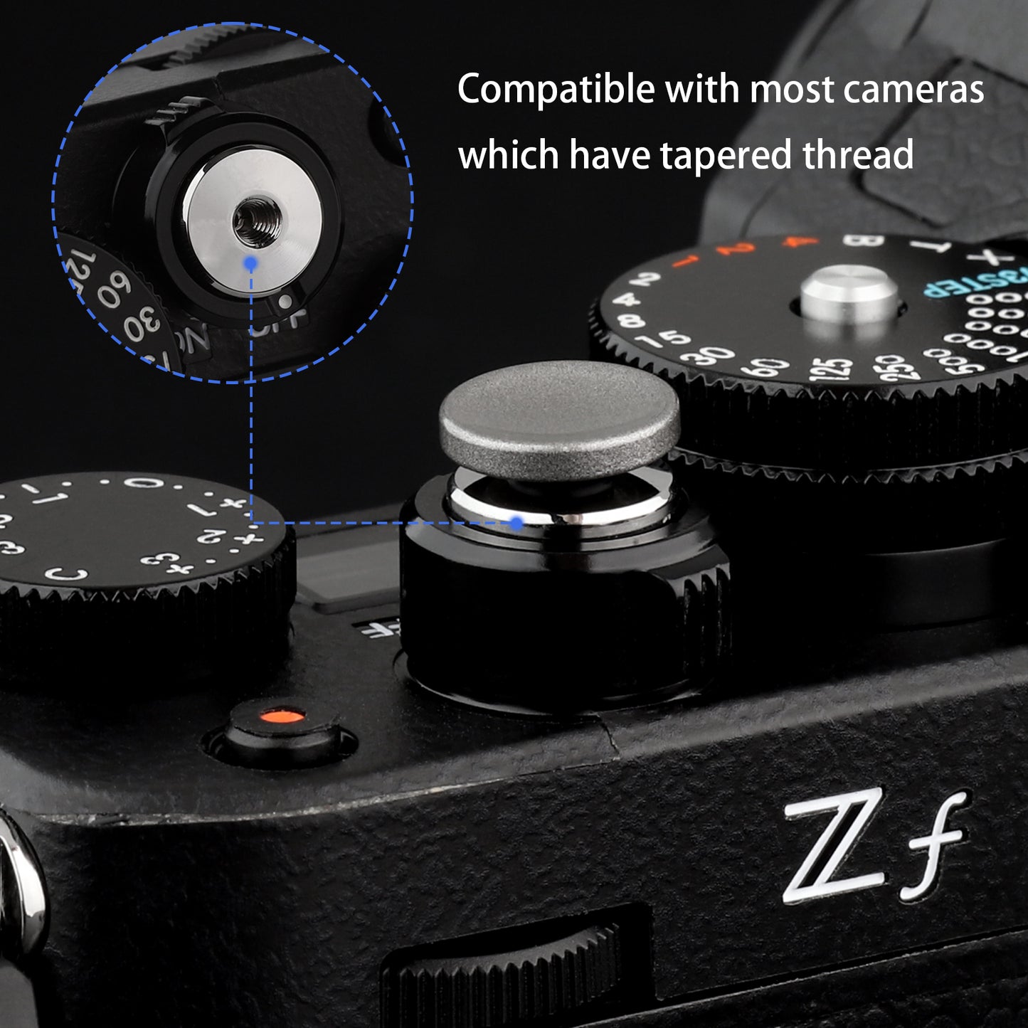 Haoge Metal Shutter Release Button for for Nikon ZF Camera,Fujifilm XE5 XE4 X-E3 X-T5 X-T4 X-T3 X-T50 X-T30II X-T30 X-Pro2 X-Pro3 X100T X100S X100F X100V X100VI and Leica M1 M2 M3 M6 M7 M8 M9 M10 M-E M-P M9-P M-A Q3 Q3-43 D-LUX 8 Concave Surface Gray