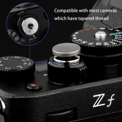 Haoge Metal Shutter Release Button for for Nikon ZF Camera,Fujifilm XE5 XE4 X-E3 X-T5 X-T4 X-T3 X-T50 X-T30II X-T30 X-Pro2 X-Pro3 X100T X100S X100F X100V X100VI and Leica M1 M2 M3 M6 M7 M8 M9 M10 M-E M-P M9-P M-A Q3 Q3-43 D-LUX 8 Concave Surface Gray