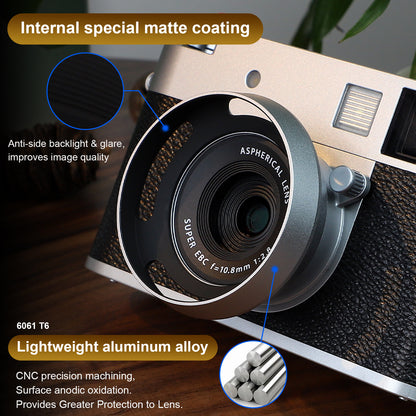 Haoge LH-XHALF Square Metal Lens Hood for Fujifilm X Half Fuji Photo Camera Accessories Silver