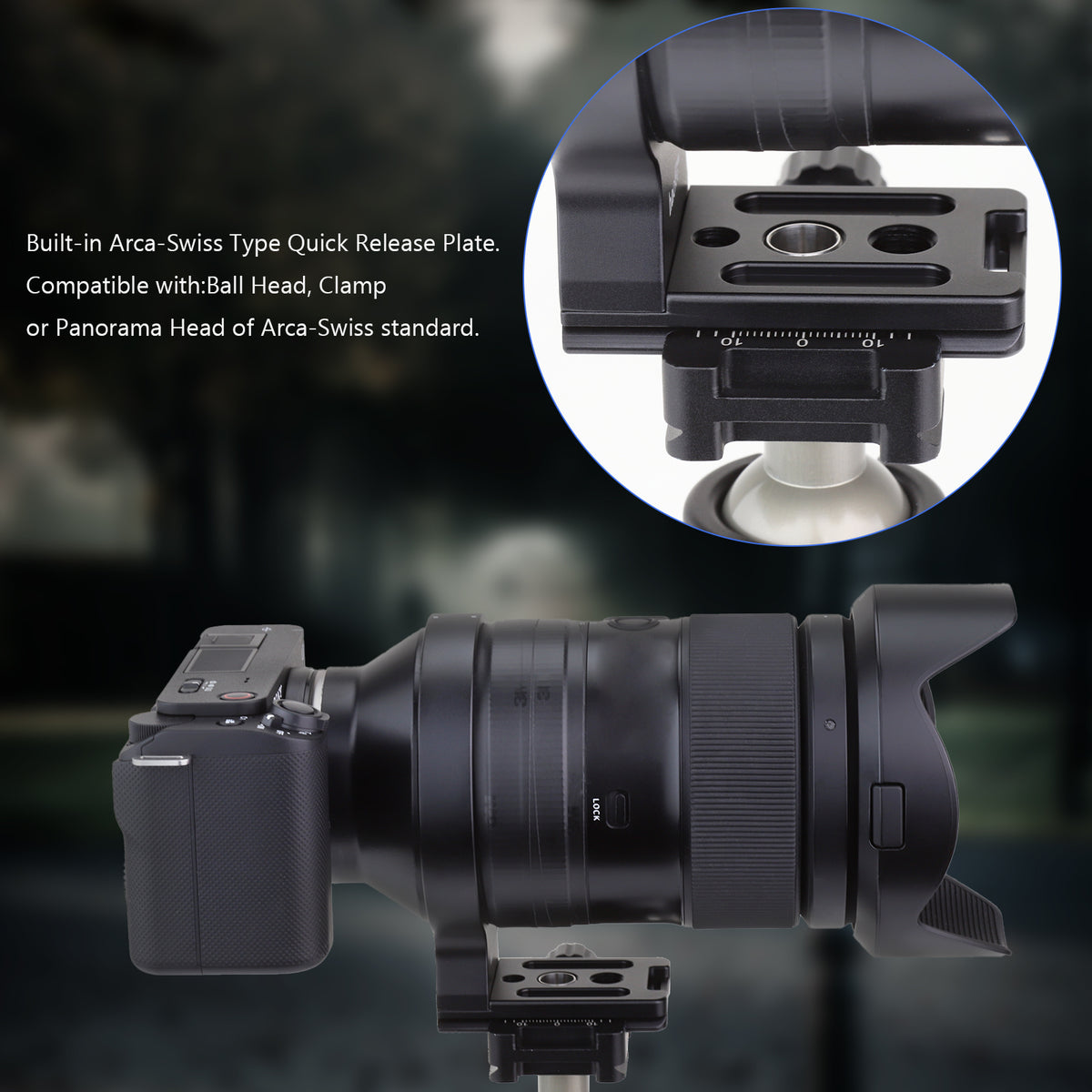 Haoge LMR-SM140-N Tripod Mount Ring for Tamron 35-150 mm F/2-2.8 Di III VXD A058 Lens for Sony E-Mount Sigma 100-400mm f/5-6.3 DG OS HSM Lens for Canon EF Mount and Nikon F Mount built-in Arca Type Quick Release Plate