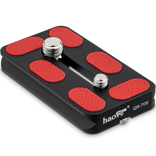 Haoge QR-70S Tripod Arca Plates 70mm Universal Arca Swiss Quick Release Plate for Tripod Ball Head with Hand-Adjustable Stainless Steel Screw of 1/4" and 3/8" (New Version)