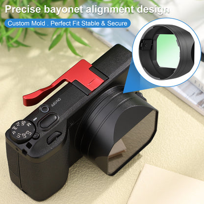 Haoge GR4 Metal Square Lens Hood & Built-in UV Filter for RICOH GR VI HDF Camera Lens Accessories Bayonet Mount, With Lock Button Design