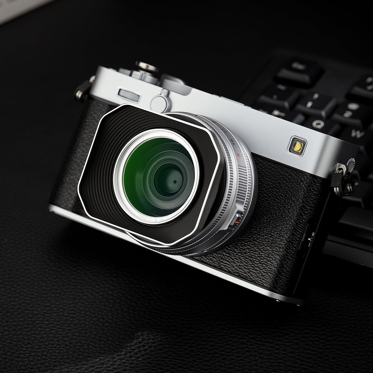 Haoge Square Metal Lens Hood for Leica Summicron M 35mm f2 M 28mm f2.8, for Voigtlander 35mm f2 1.5 Lens with Cap Silver