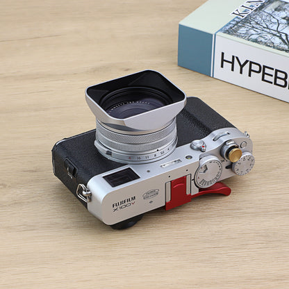 Haoge LH-X200S Square Metal Lens Hood with 49mm Adapter Ring for Fujifilm X100VI Fuji X1006 X100V X100F X100T X100S X100 X70 Fuji Photo Camera Accessories Silver