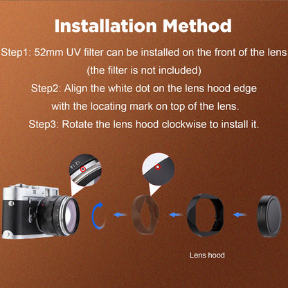Haoge New version Metal Square Lens Hood Shade for Voigtlander Nokton Aspherical ASPH 40mm f/1.2 VM , 35mm f1.2 II/III VM , 50mm f1.2 VM Leica M Lens replaces LH-8 Black LH-VM35-NB