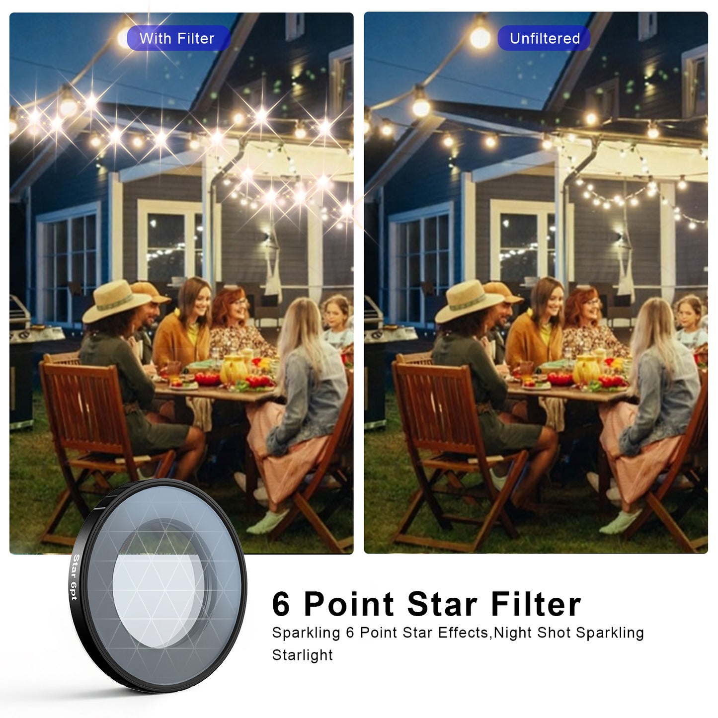 Haoge Star Filter for Insta360 GO Ultra, 6 Points Starlight Twinkle Starburst Sparkling Effect Lens Filter, Optical Glass/Multi-Coated Filters